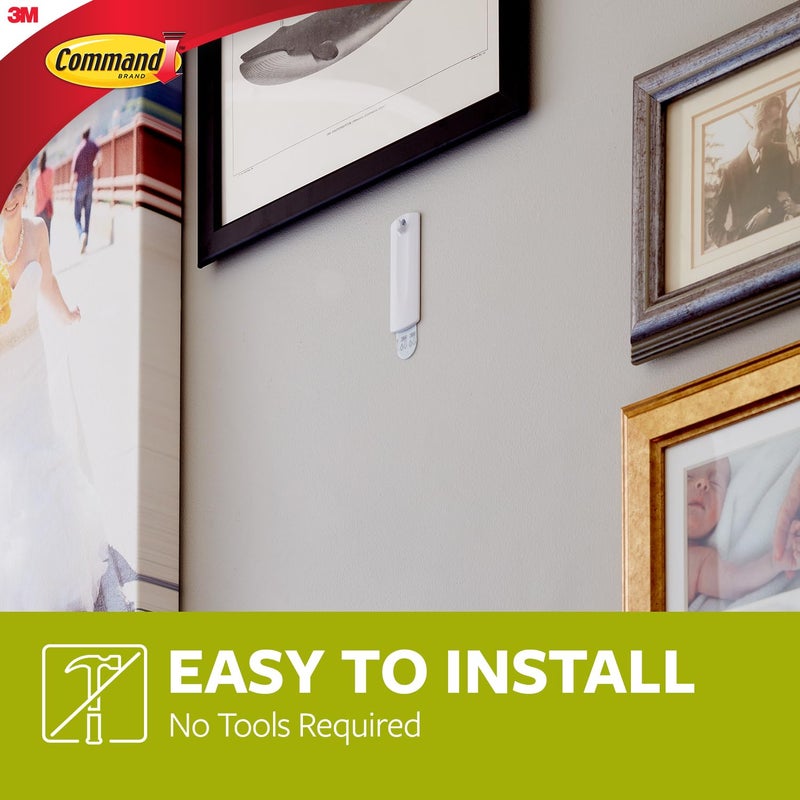 Command 17040 Sawtooth Picture Hanger Kit with Adhesive Strips - 1 Pack - Hanger Holds up to 1.8Kg (4lb) - 75 mm x 25 mm, White - Image 4