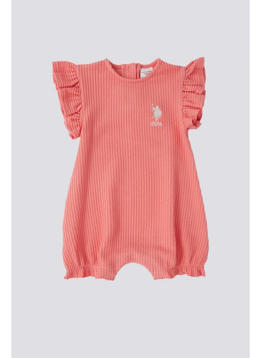 يو اس بولو اسن Licensed Ribbed Pink Baby Girl Jumpsuit