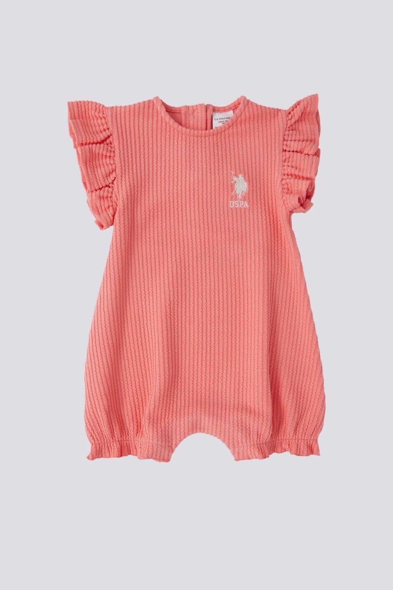 U.S. Polo Assn. Licensed Ribbed Pink Baby Girl Jumpsuit  - Image 1