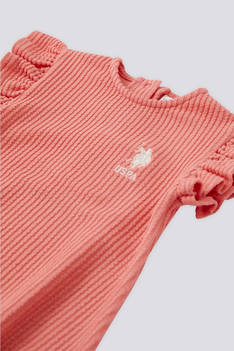 U.S. Polo Assn. Licensed Ribbed Pink Baby Girl Jumpsuit  - Image 2