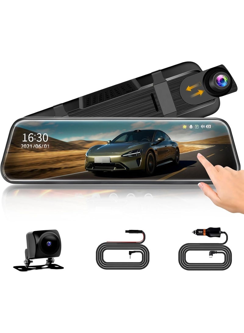 M.A&F's Car Mirror Dash Cam,Front and Rear View Mirror Camera,Backup Camera for Cars with 1080P FHD Full Touch Screen,Reverse Camera with Loop Recording Streaming Media 170°Wide Angle Parking Assistance - Image 1
