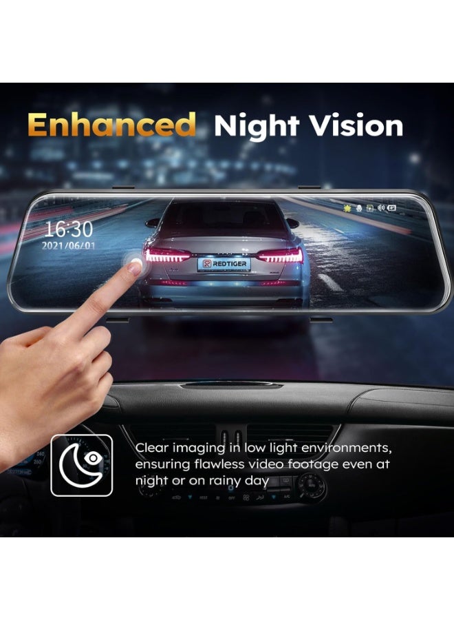 M.A&F's Car Mirror Dash Cam,Front and Rear View Mirror Camera,Backup Camera for Cars with 1080P FHD Full Touch Screen,Reverse Camera with Loop Recording Streaming Media 170°Wide Angle Parking Assistance - Image 3