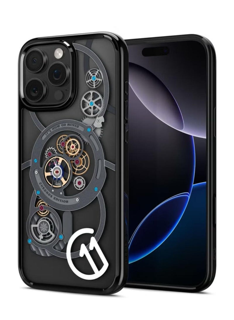 Spigen Ultra Hybrid T MagFit for iPhone 16 Pro MAX Case Cover [Camera Control Button Cover] with MagSafe [3D Spatial Effect with Hexa-Layer Print] - C11 Chronos - Image 1