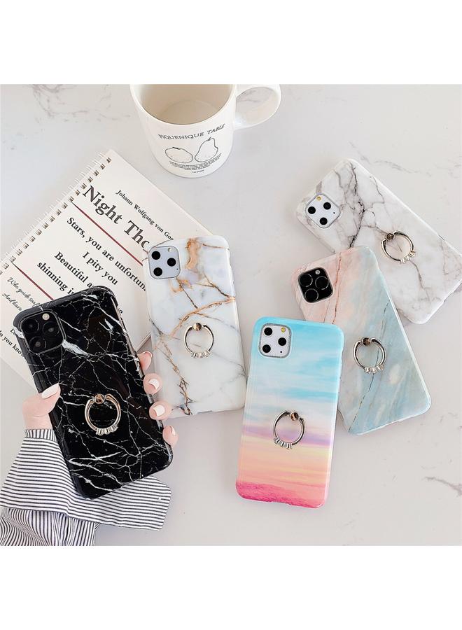 زبون جراب لهاتف iPhone 11 Pro مصنوع من مادة TPU الرخامية الناعمة مع حلقة معدنية وحامل أحجار الراين جراب واقٍ للهاتف المحمول - Image 3