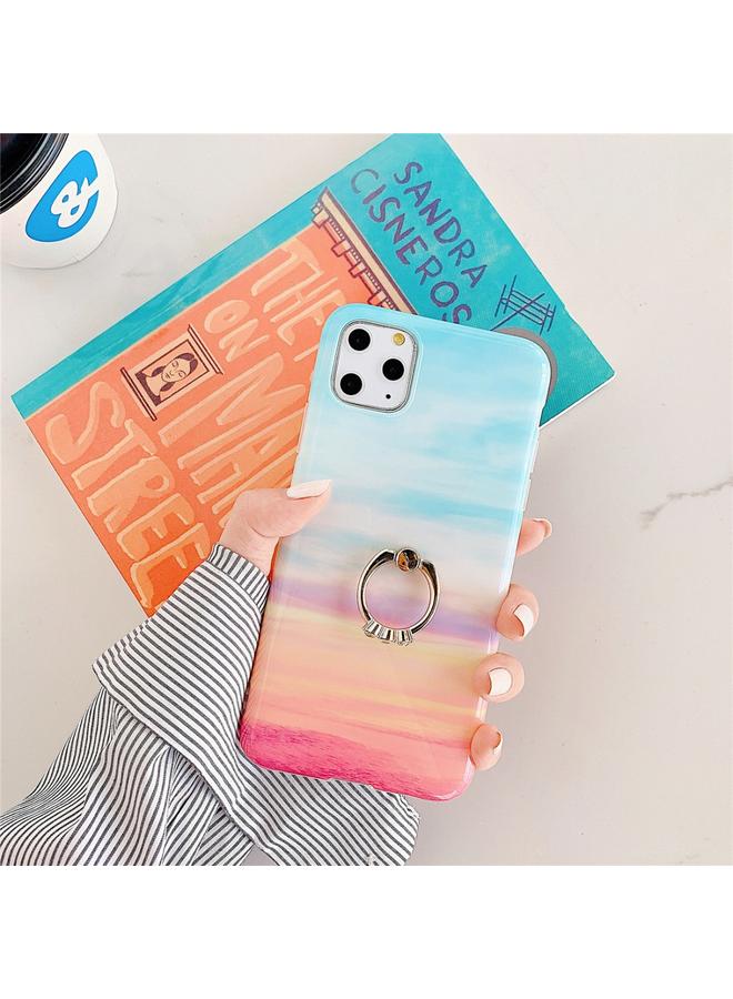 زبون جراب لهاتف iPhone 11 Pro مصنوع من مادة TPU الرخامية الناعمة مع حلقة معدنية وحامل أحجار الراين جراب واقٍ للهاتف المحمول - Image 2