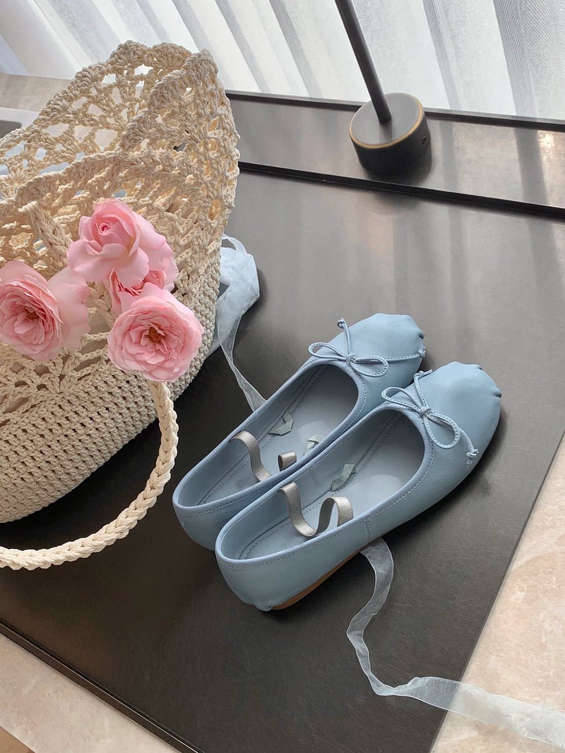 Invisible Height Increase Ballet Flats 2026 New Style Round Toe Bow Elastic Mary Jane Shoes
