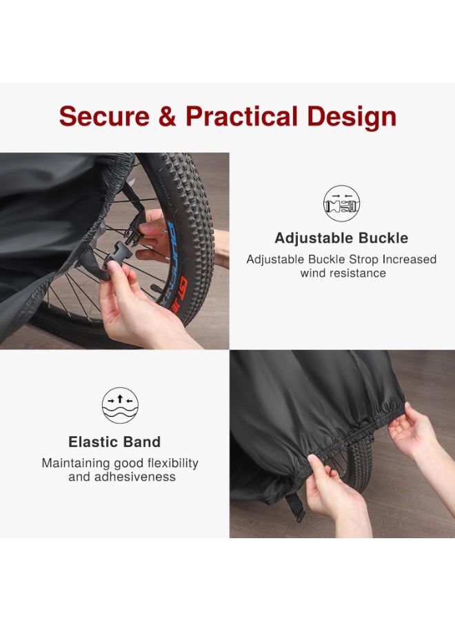 Puroma Bike Cover for 1 bike, Outdoor Waterproof Bicycle Covers Rain Sun UV Dust Wind Proof with Lock Hole for Mountain Road Electric Bike (Basic Black) - Image 2