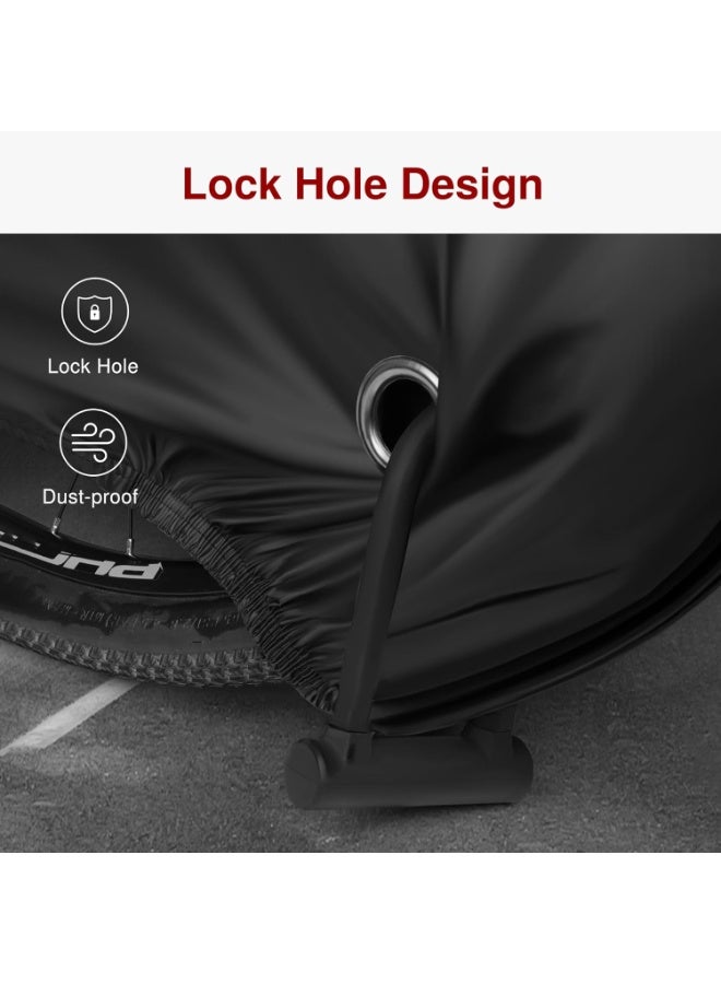 Puroma Bike Cover for 1 bike, Outdoor Waterproof Bicycle Covers Rain Sun UV Dust Wind Proof with Lock Hole for Mountain Road Electric Bike (Basic Black) - Image 4