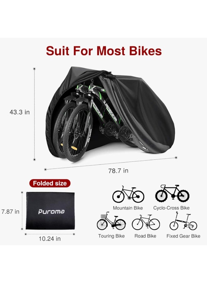 Puroma Bike Cover for 1 bike, Outdoor Waterproof Bicycle Covers Rain Sun UV Dust Wind Proof with Lock Hole for Mountain Road Electric Bike (Basic Black) - Image 3