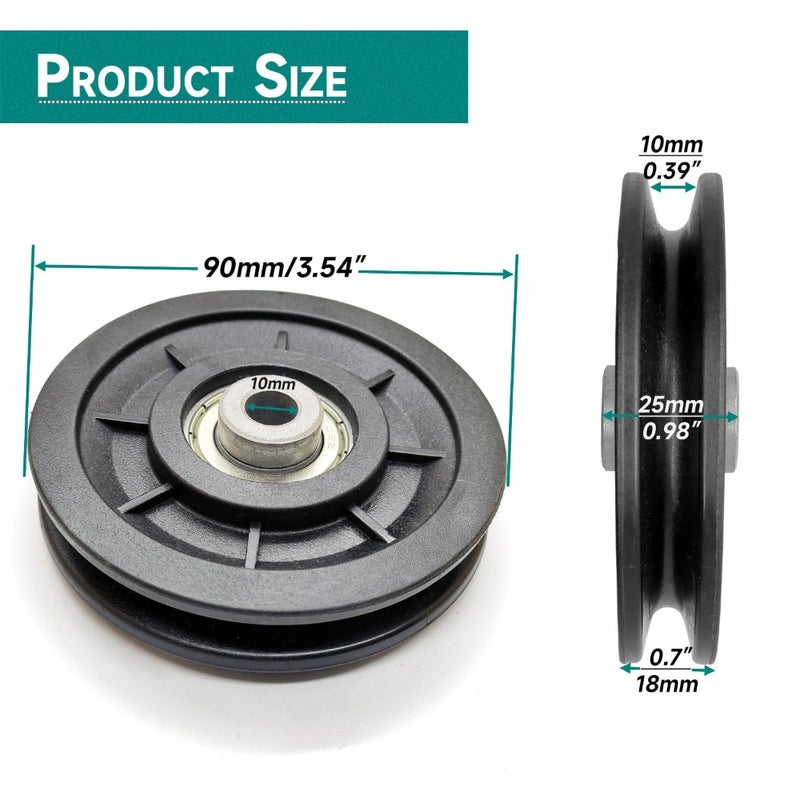 Gym Machine Pulley Wheel 90mm Iron Core Wearproof Nylon Bearing for Cable Machine Part Replacement Home Gym Smith Machine Attachment - Image 2
