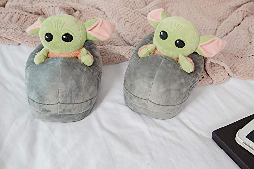 STAR WARS Robe Factory LLC STAR WARS The Mandalorian The Child Grogu 3D Slippers | Baby Yoda-Themed Soft Plush House Shoe With Non-Slip Sole | Comfortable Footwear | Women 7-8, Kids 5 - Image 2