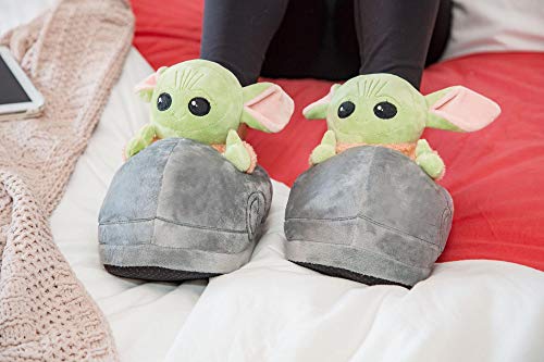 STAR WARS Robe Factory LLC STAR WARS The Mandalorian The Child Grogu 3D Slippers | Baby Yoda-Themed Soft Plush House Shoe With Non-Slip Sole | Comfortable Footwear | Women 7-8, Kids 5 - Image 4