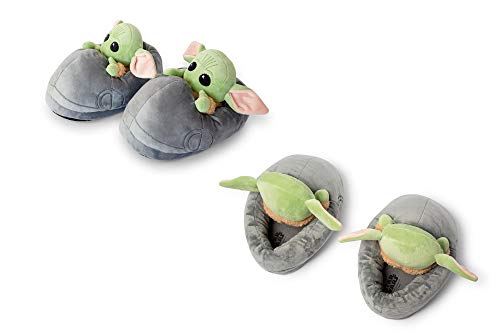 STAR WARS Robe Factory LLC STAR WARS The Mandalorian The Child Grogu 3D Slippers | Baby Yoda-Themed Soft Plush House Shoe With Non-Slip Sole | Comfortable Footwear | Women 7-8, Kids 5 - Image 3