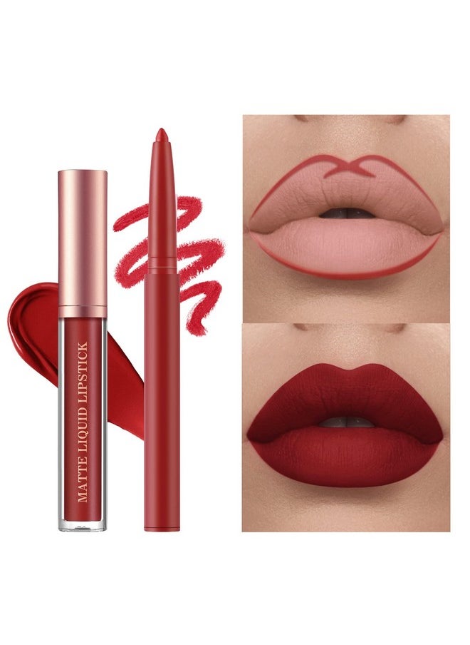 Bestland BestLand 6Pcs Matte Liquid Lipstick and Lip Liner Set, Non-Stick Cup Not Fade Waterproof Nude lipstick Makeup Kits Velvety Nude Lipliner Lip Gloss Make Up Gift Set (Set E)  - Image 5