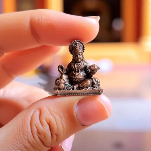 RAISOM Pure Handmade Copper Mini Maharaja Kuber Idol | Platina Antique Finish | Ideal for Home Temple, Car Dashboard, Gifting, Housewarming & Home Decor | 1.6 Inch Height, 90 Grams - Image 3