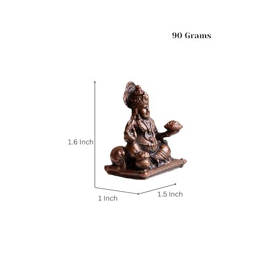 RAISOM Pure Handmade Copper Mini Maharaja Kuber Idol | Platina Antique Finish | Ideal for Home Temple, Car Dashboard, Gifting, Housewarming & Home Decor | 1.6 Inch Height, 90 Grams - Image 2