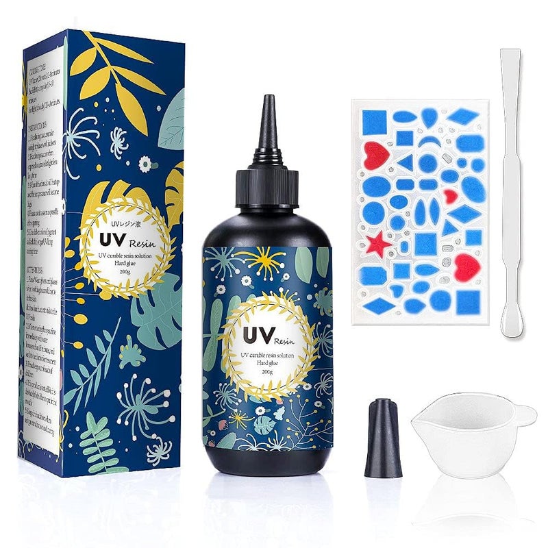 OSBANG Crystal Clear Hard UV Resin Upgraded Formula Ultraviolet Fast Curing Resin for Jewelry Making Craft Decoration Hard Transparent Glue Solar Cure Sunlight Activated Resin Casting & Coating (200g) - Image 1