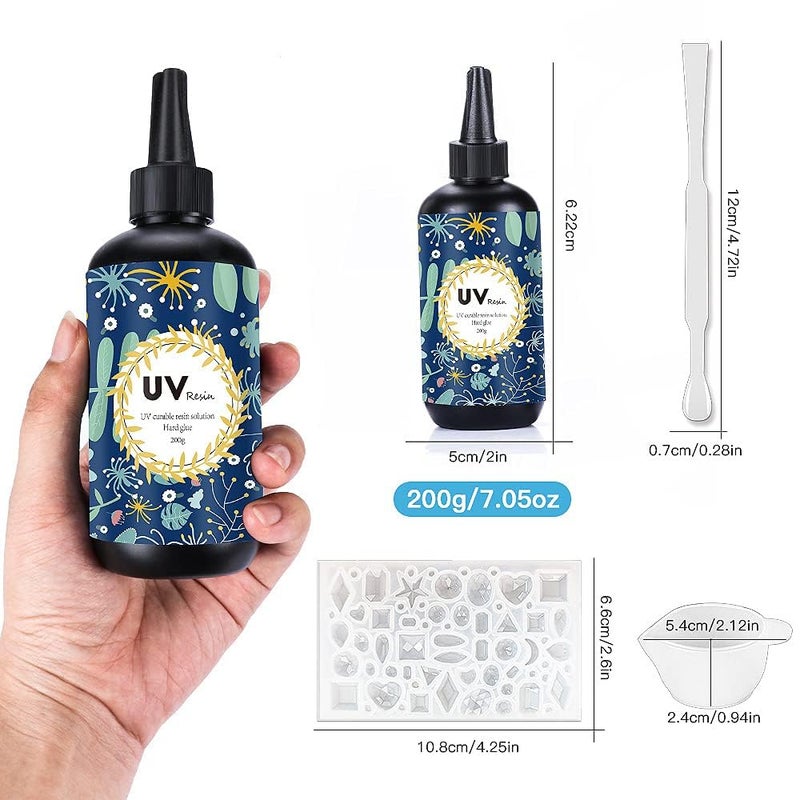 OSBANG Crystal Clear Hard UV Resin Upgraded Formula Ultraviolet Fast Curing Resin for Jewelry Making Craft Decoration Hard Transparent Glue Solar Cure Sunlight Activated Resin Casting & Coating (200g) - Image 3