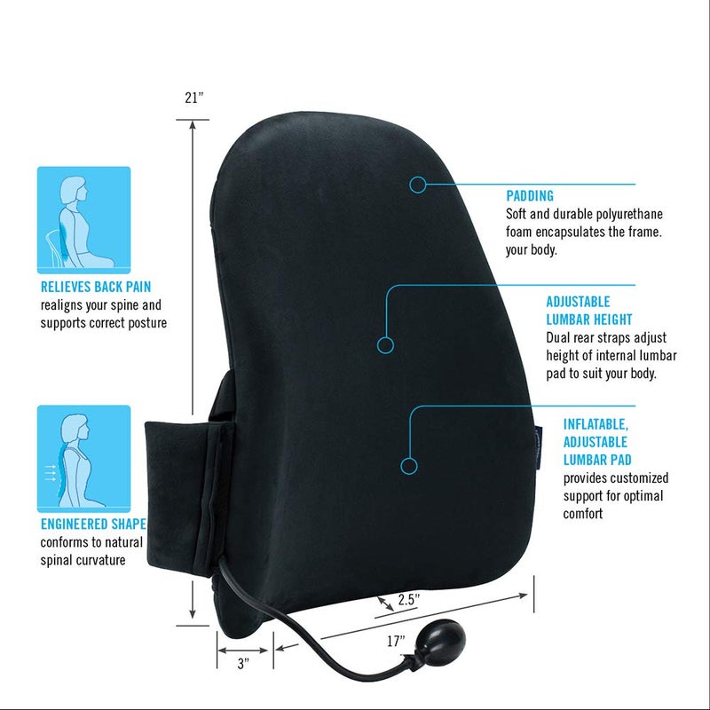 ObusForme Lumbar Support Pillow for Chair  Durable Foam Backrest Cushion  CustomAIR Adjustable Inflatable Lumbar Pad  Home Office or OnTheGo - Image 4