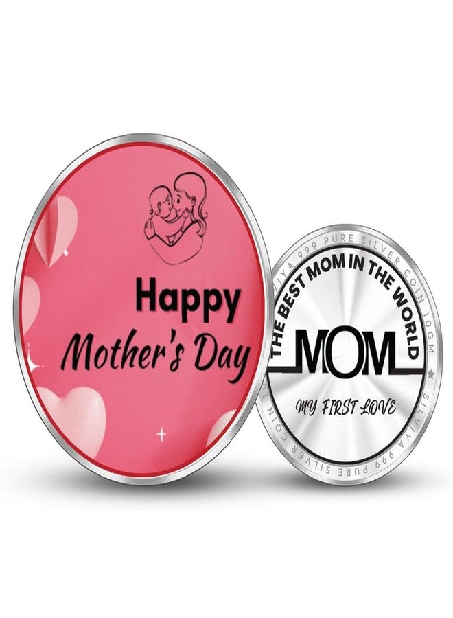 Silviya BIS Hallmarked "Happy Mother's Day" 999 Pure Silver Coin (10 Gram) - Round Shape - With Certificate of Authenticity - Unique and Memorable Gift for Mom - Mother - Mother-in-Law - Image 1