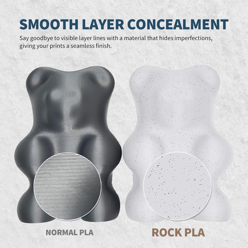 OVERTURE Rock PLA Filament 1.75mm, Marble PLA 3D Printer Filament 1kg Spool (2.2lbs), Dimensional Accuracy +/- 0.02 mm, Fit Most FDM Printer (Rock White) - Image 4
