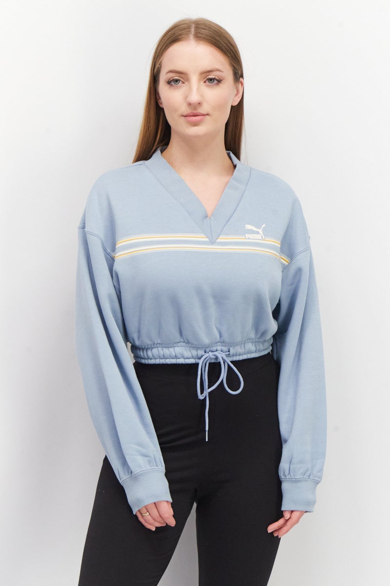 PUMA ملابس رياضية نسائية بأكمام طويلة مناسبة، سويت شيرتات خارجية، مجموعة أزرق فاتح - Image 1