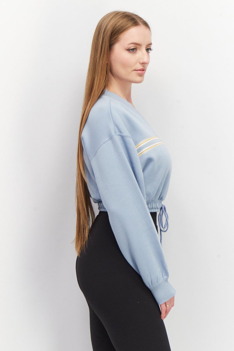 PUMA ملابس رياضية نسائية بأكمام طويلة مناسبة، سويت شيرتات خارجية، مجموعة أزرق فاتح - Image 4