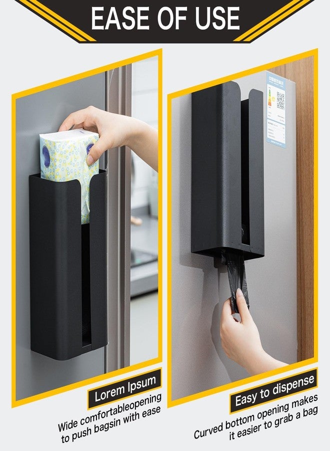 Uiifan 2 Pcs Magnetic Suction Plastic Bag Holder Wall Mount Plastic Bag Organizer Wide Opening Grocery Bag Dispenser Fingerprint Resistant Smudge Proof Bag Saver for Plastic Bags Storage, Black - Image 5
