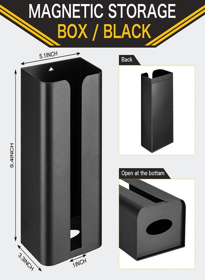 Uiifan 2 Pcs Magnetic Suction Plastic Bag Holder Wall Mount Plastic Bag Organizer Wide Opening Grocery Bag Dispenser Fingerprint Resistant Smudge Proof Bag Saver for Plastic Bags Storage, Black - Image 2