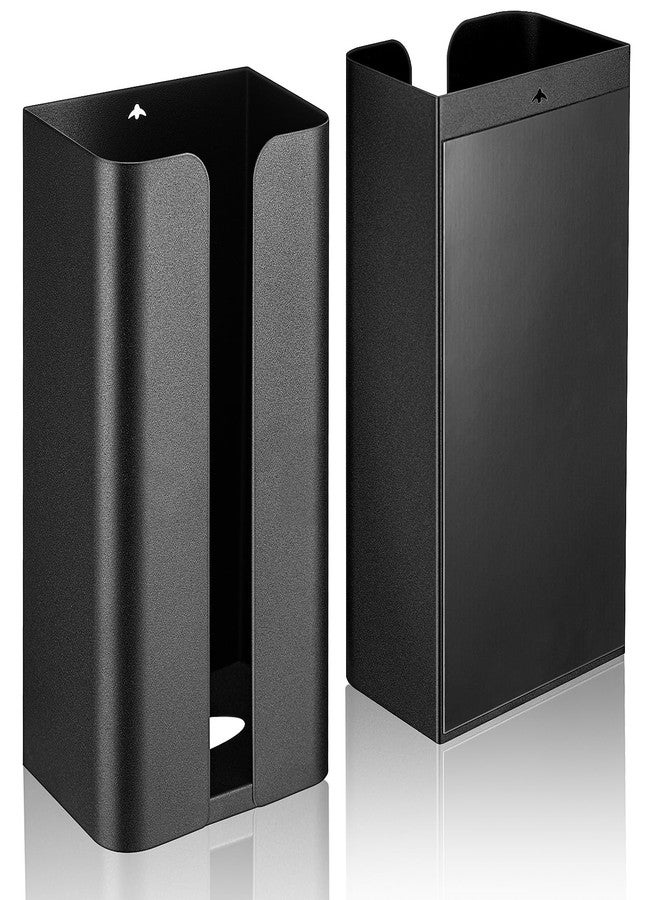 Uiifan 2 Pcs Magnetic Suction Plastic Bag Holder Wall Mount Plastic Bag Organizer Wide Opening Grocery Bag Dispenser Fingerprint Resistant Smudge Proof Bag Saver for Plastic Bags Storage, Black - Image 1