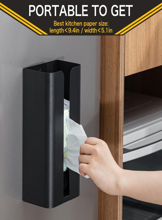 Uiifan 2 Pcs Magnetic Suction Plastic Bag Holder Wall Mount Plastic Bag Organizer Wide Opening Grocery Bag Dispenser Fingerprint Resistant Smudge Proof Bag Saver for Plastic Bags Storage, Black - Image 4