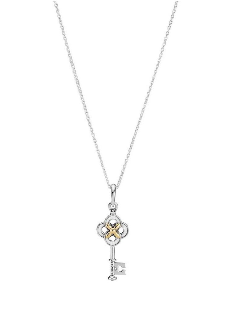 PANDORA Two-Tone Key And Flower Necklace