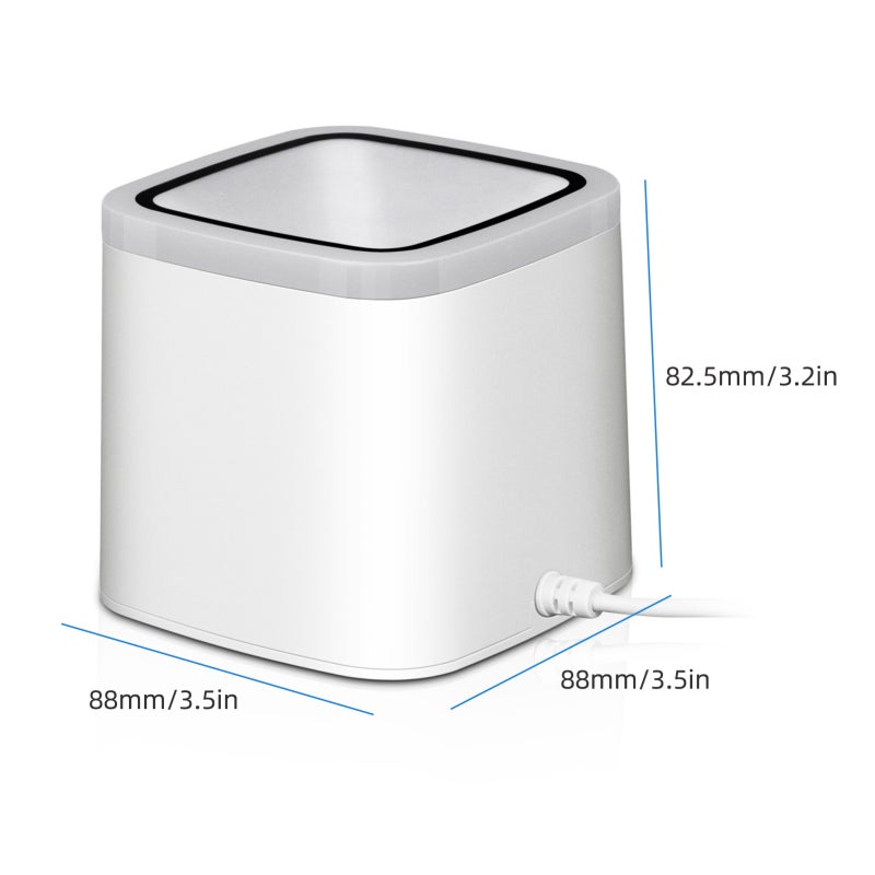 Barcode Scanner: White ABS Material Desktop Hands-Free Design - Super Fast Sensitive Decoding Large Scanning Window USB Scanner for Supermarkets Retail Stores Restaurants Warehouses Libraries - Image 4