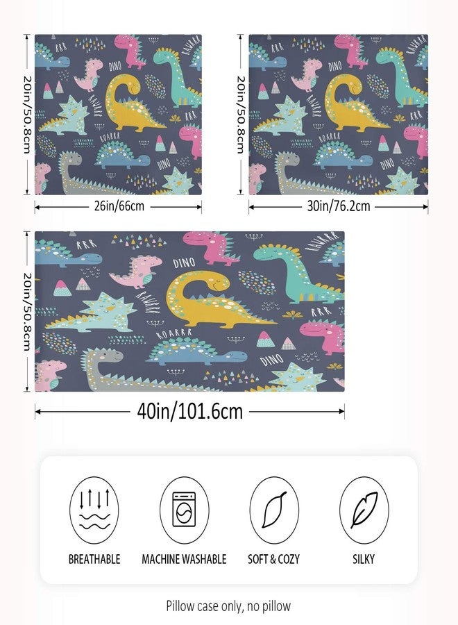 KEEPREAL Cute Funny Kids Dinosaurs Satin Pillowcase for Hair and Skin Silk Pillowcase - Satin Pillow Covers with Envelope Closure, Standard Size(20x26 inches) - Image 2