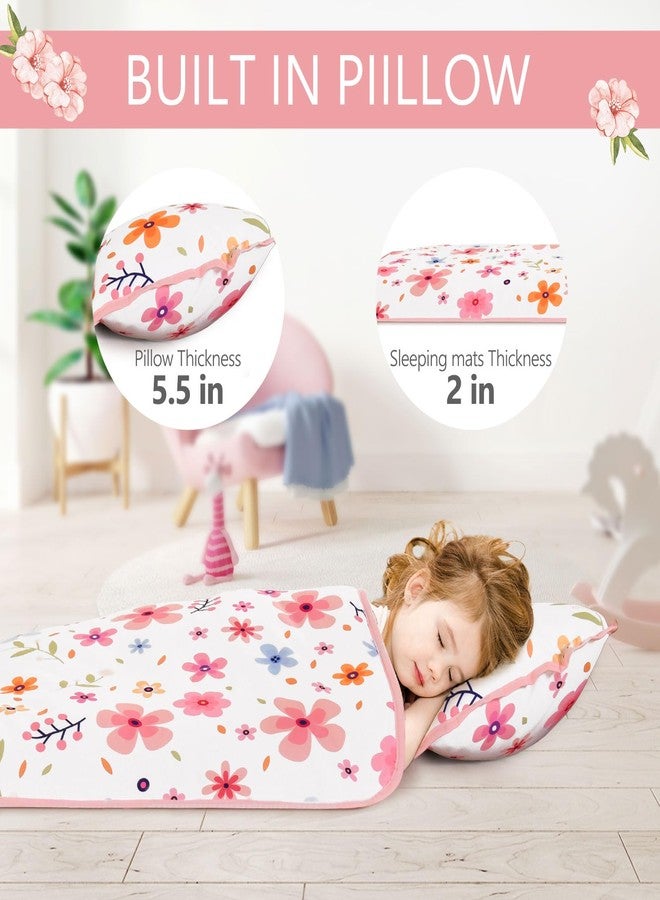Cozyholy Toddler Nap Mat with Pillow and Blanket Colorful Floral Fleece Kindermat Girls Nap Mats for Preschool Daycare Soft Kids Sleeping Bag Portable Sleeping Mat Toddler Cot Bed for Travel Camping - Image 4
