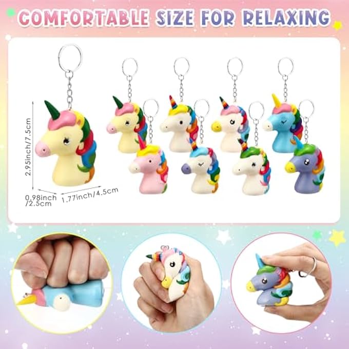 RoundFunny 16 Pcs Unicorn Stress Ball for Unicorn Party Favors Slow Rising Stress Reliever Birthday Party Favors Shower birthday Gifts for Guests - Image 2