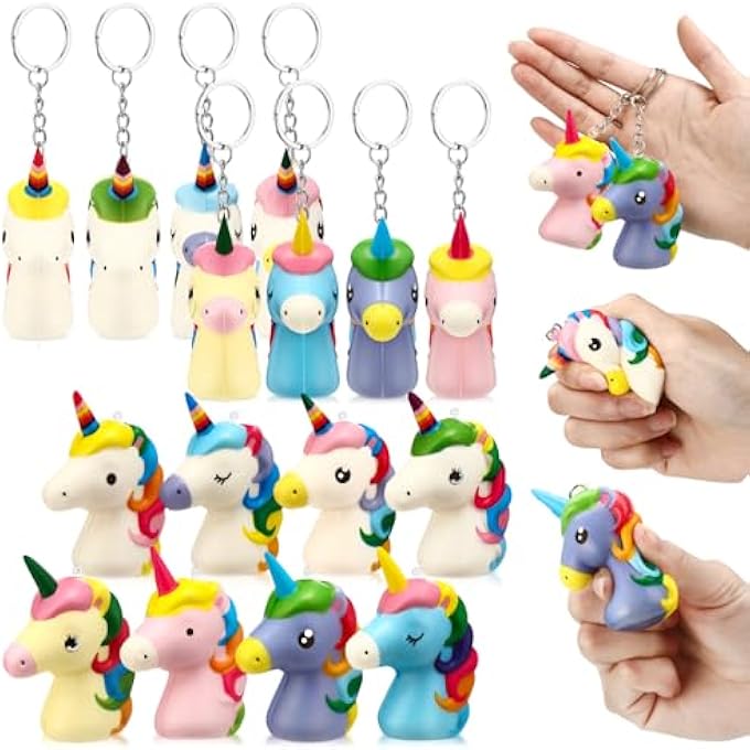 RoundFunny 16 Pcs Unicorn Stress Ball for Unicorn Party Favors Slow Rising Stress Reliever Birthday Party Favors Shower birthday Gifts for Guests - Image 1