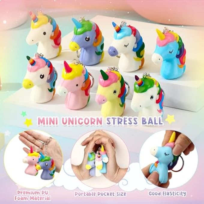 RoundFunny 16 Pcs Unicorn Stress Ball for Unicorn Party Favors Slow Rising Stress Reliever Birthday Party Favors Shower birthday Gifts for Guests - Image 3