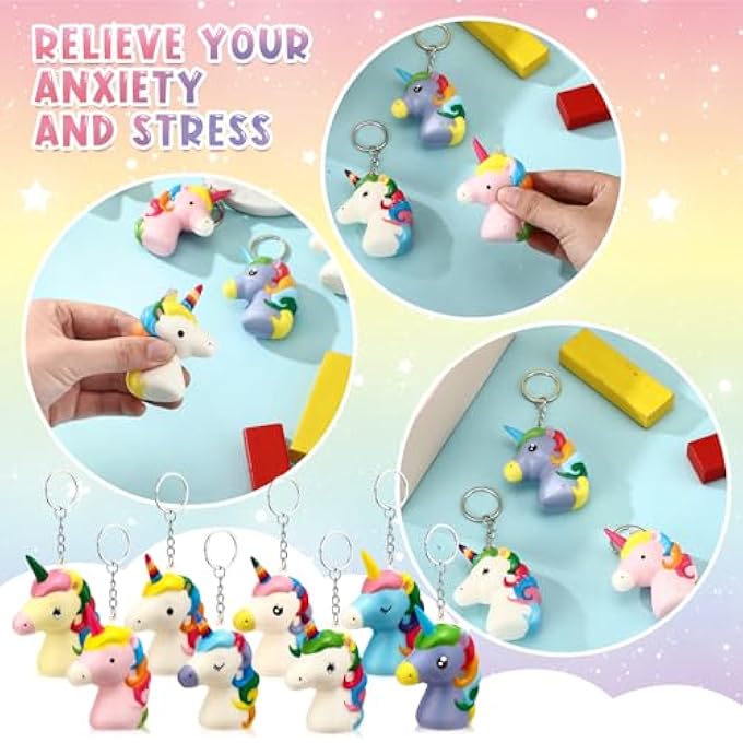 RoundFunny 16 Pcs Unicorn Stress Ball for Unicorn Party Favors Slow Rising Stress Reliever Birthday Party Favors Shower birthday Gifts for Guests - Image 5