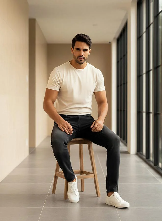 Splash FAV BLACK Men Straight Fit Mid Rise Jeans for Men | Best Price UAE