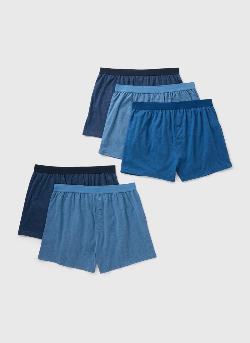 Matalan 5 Pack Blue Loose Fit Boxers