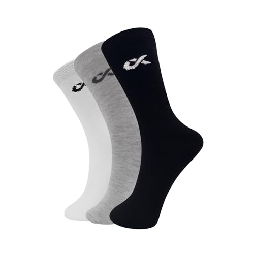 XJARVIS® TEXAS Men’s Formal Crew Socks for Office, Business, School, Uniform & Work Use | Cotton Rich, Odour-Free, Breathable Calf-Length Socks for Men |Pack of 3 – Black, White, Grey - Image 1