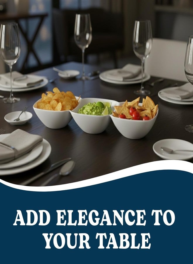 Bluesky PetiteWare Chic White 3-Section Plastic Bowls - (Pack of 6) - Space-Saving & Stylish Design - Ideal for Entertaining and Everyday Use - Image 3