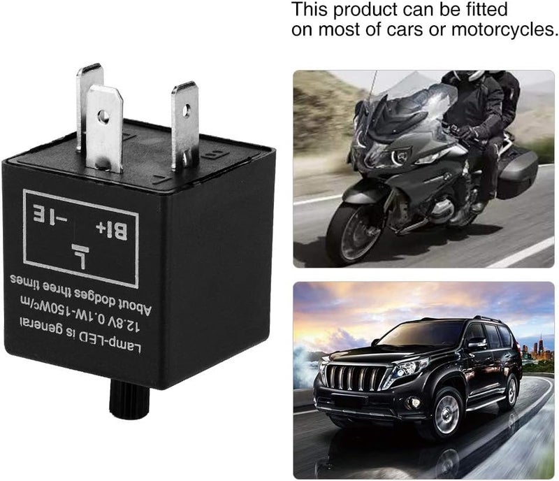 YOSOO LED Flasher Relay, 12V 3 Pin Adjustable LED Electronic Relay for Motorcycle Turn Light Indicator Light - Image 2