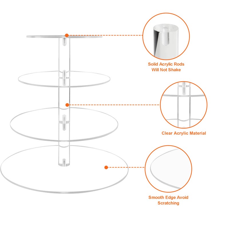 LoveDisplay Cupcake Stand, 4 Tier Cupcake Stand for 50 Cupcakes, Round Tiered Cupcake Tower, Clear Acrylic Cupcake Holder, Dessert Stands for Party, Wedding, Birthday, Baby Shower, Halloween - Image 5
