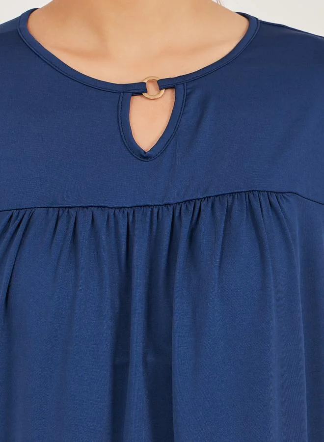 Take Two Keyhole Neck Pleated Short Sleeve T-Shirt by Styli