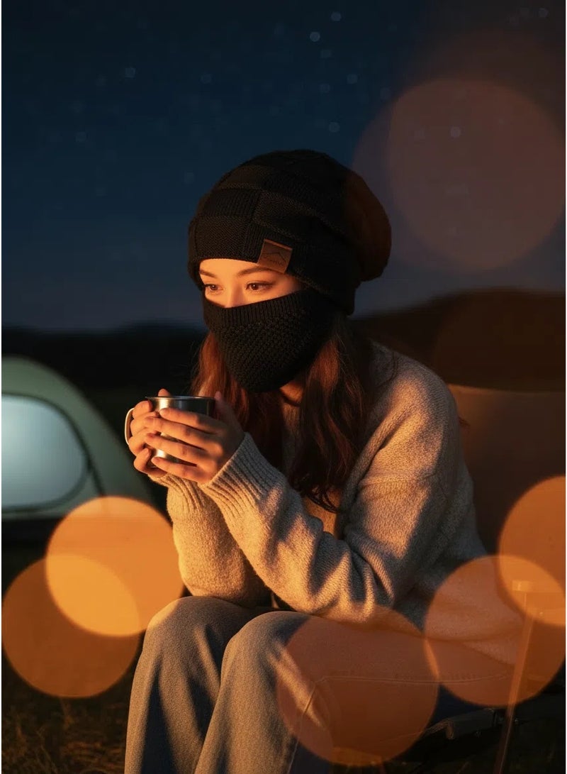 NIBEMINENT Warm Knitted Hat and Face Mask Set - Winter Slouchy Beanie with Lightweight Warm Ear, Neck & Cheek Cover for Outdoor Sports in Cold Weather, Snow Sports Accessory, Breathable Material, Snug Fit Design - Image 5