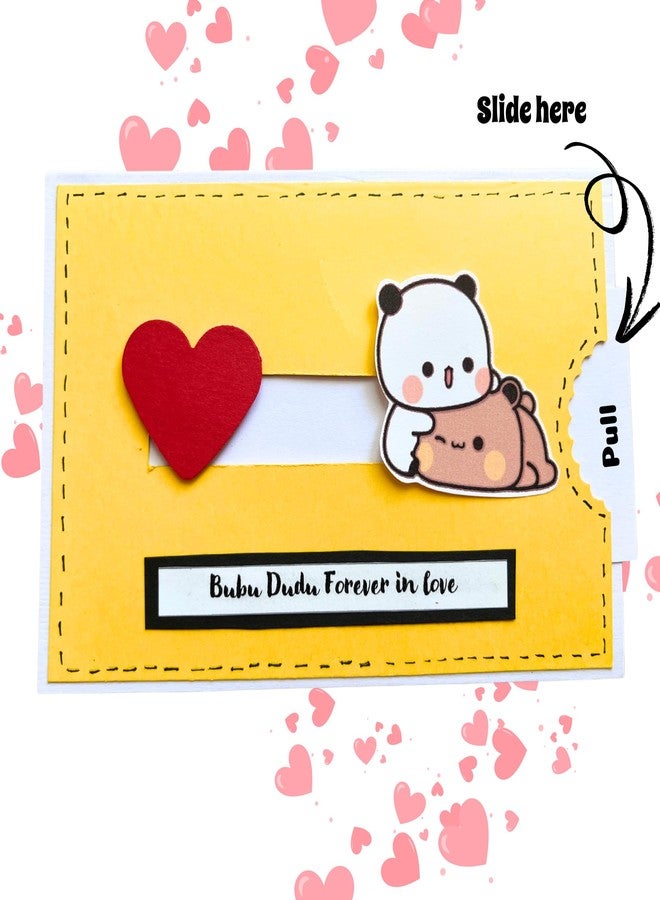 Crafted Forever Crafte Forever Bubu dudu slider greeting card with envelope for Birthday/Anniversary, 4x6 size, 300gsm, blank inside - Image 2