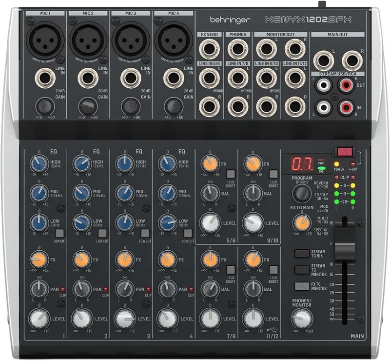Behringer XENYX 1202SFX 12-Input Mixer with USB & Effects - Image 1