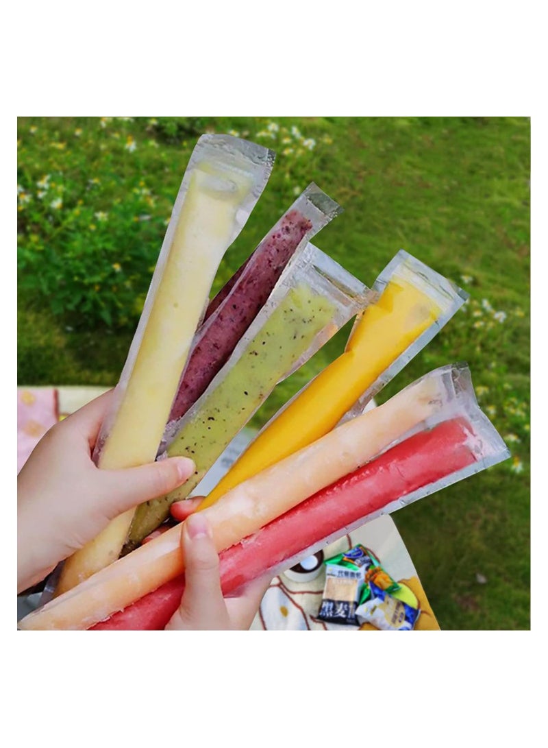 Excefore 100pcs Disposable Ice Popsicle Mold Bags With A Funnel, BPA Free Freezer Tubes With Zip Seals, For Healthy Snacks, Yogurt Sticks, Juice & Fruit Smoothies, Ice Can - Image 2